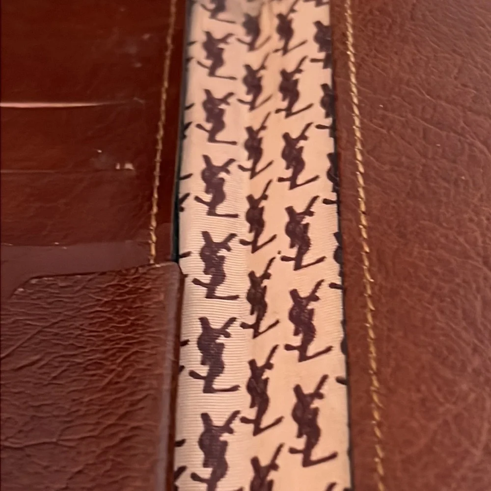 Vintage YSL Yves Saint Laurent brown wallet checkbook leather